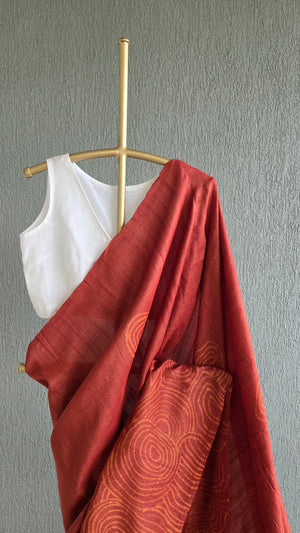 'ON PRIORITY' Handwoven Tussar Silk Batik Saree