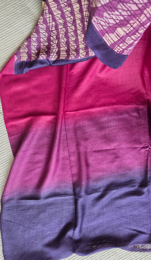 'ACTION POINTS' Handwoven and Hand Block Printed Tussar Silk Saree