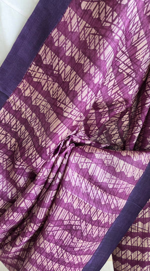 'ACTION POINTS' Handwoven and Hand Block Printed Tussar Silk Saree