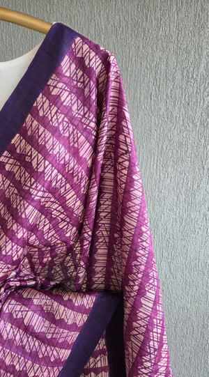 'ACTION POINTS' Handwoven and Hand Block Printed Tussar Silk Saree