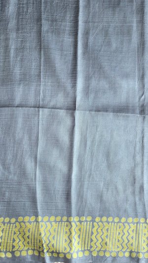 'RAISE VISIBILITY' Handwoven and Hand Block Printed Mulberry Silk Saree