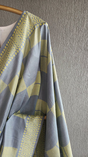 'RAISE VISIBILITY' Handwoven and Hand Block Printed Mulberry Silk Saree