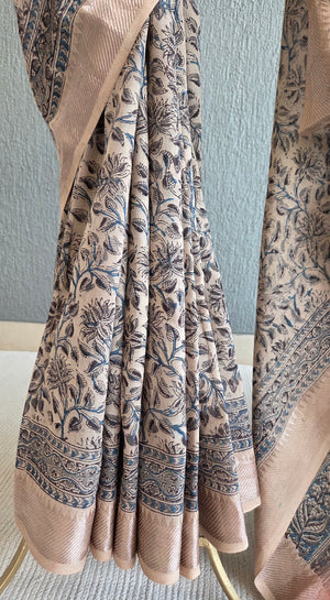 'NELA SAMPANGI' Kalamkari on Handwoven Mangalagiri saree