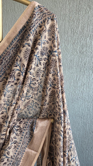 'NELA SAMPANGI' Kalamkari on Handwoven Mangalagiri saree