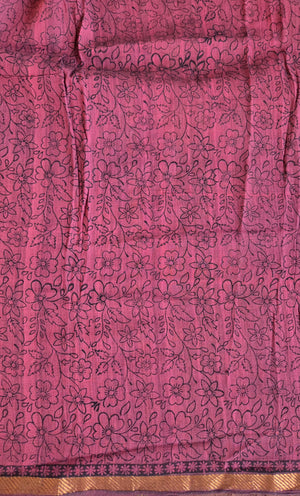 'VADAMALLI' Kalamkari on Handwoven Mangalagiri saree