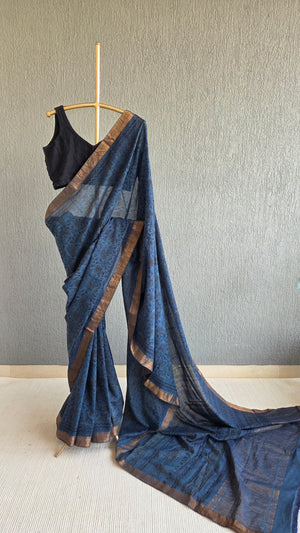 'DEVAKUSUMAM' Kalamkari on Handwoven Mangalagiri saree