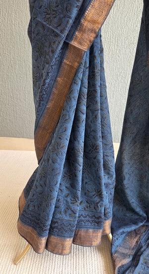 'DEVAKUSUMAM' Kalamkari on Handwoven Mangalagiri saree