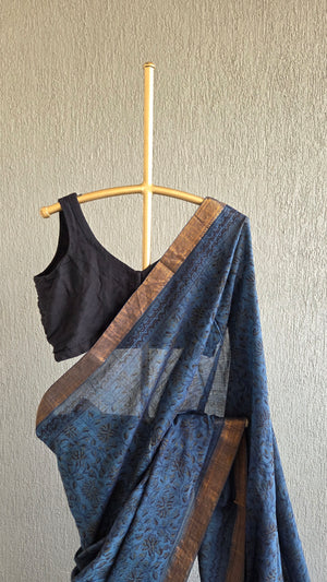 'DEVAKUSUMAM' Kalamkari on Handwoven Mangalagiri saree