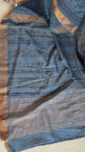 'DEVAKUSUMAM' Kalamkari on Handwoven Mangalagiri saree