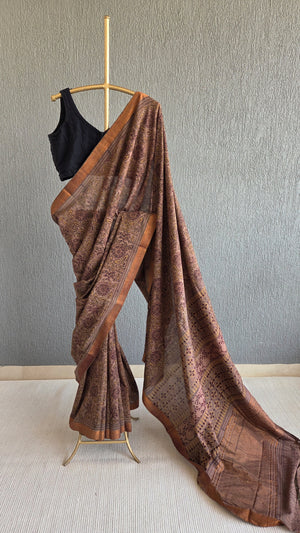 'MANDARAM' Kalamkari on Handwoven Mangalagiri Saree