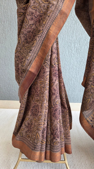 'MANDARAM' Kalamkari on Handwoven Mangalagiri Saree