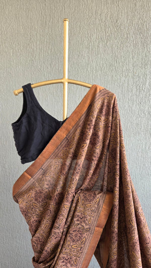 'MANDARAM' Kalamkari on Handwoven Mangalagiri Saree