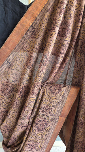 'MANDARAM' Kalamkari on Handwoven Mangalagiri Saree