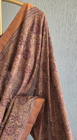 'MANDARAM' Kalamkari on Handwoven Mangalagiri Saree