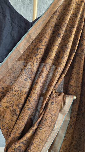 'ABOLI' Kalamkari on Handwoven Mangalagiri saree