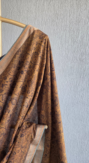 'ABOLI' Kalamkari on Handwoven Mangalagiri saree