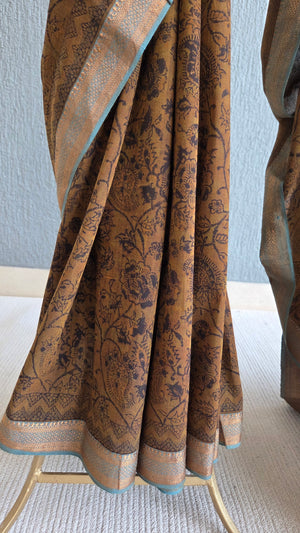 'ABOLI' Kalamkari on Handwoven Mangalagiri saree
