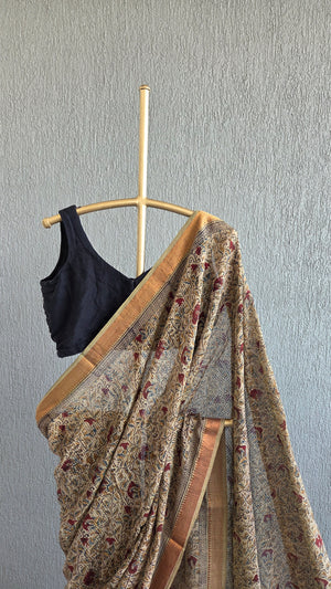 'PAARIJATHAM' Kalamkari on Handwoven Mangalagiri saree