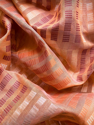 "Tamra-Rajat" Handwoven Chanderi Silk Cotton Fabric