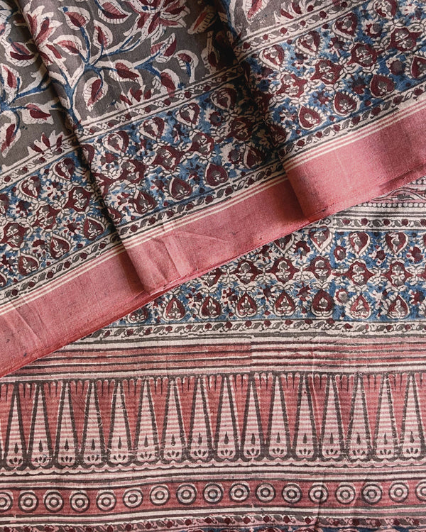 'DAKSHAYANI' Block printed Kalamkari on handwoven cotton