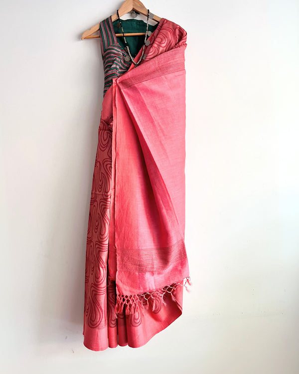 LILIA - Hand block printed Bhagalpuri Tussar silk