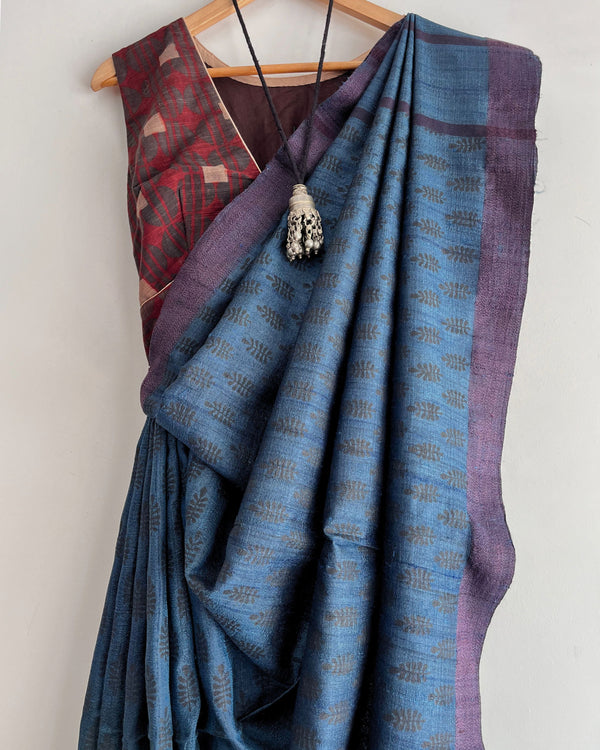 KOA - Hand block printed Bhagalpuri Tussar silk