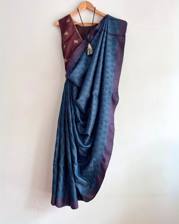 KOA - Hand block printed Bhagalpuri Tussar silk