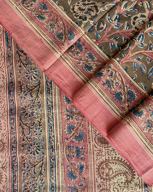 'IRAVATI' Block printed Kalamkari on handwoven cotton