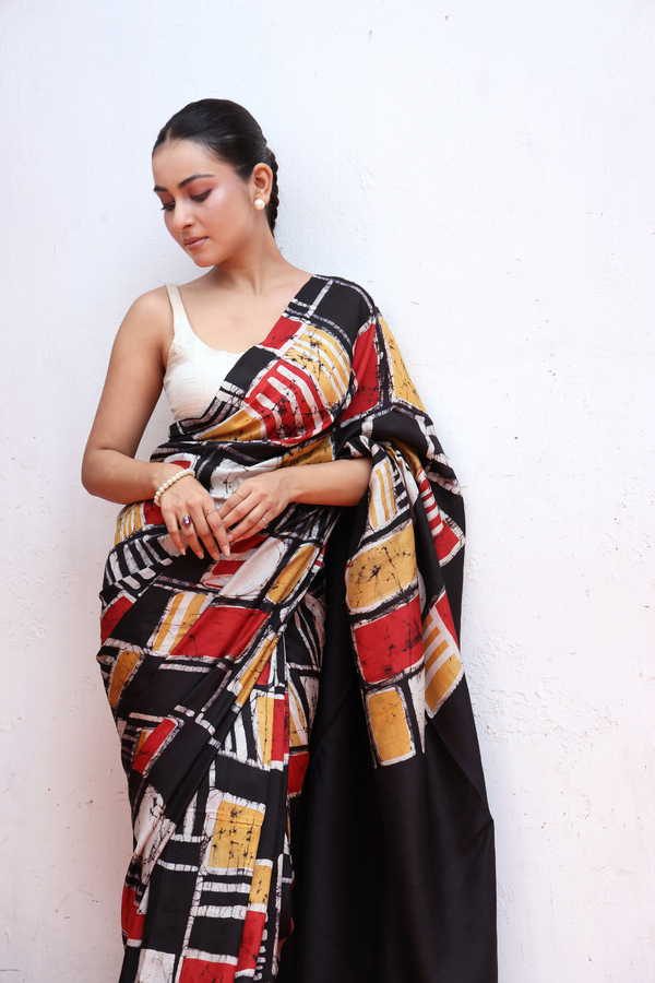 'RAZA: Red' Batik on Handwoven Mulberry silk