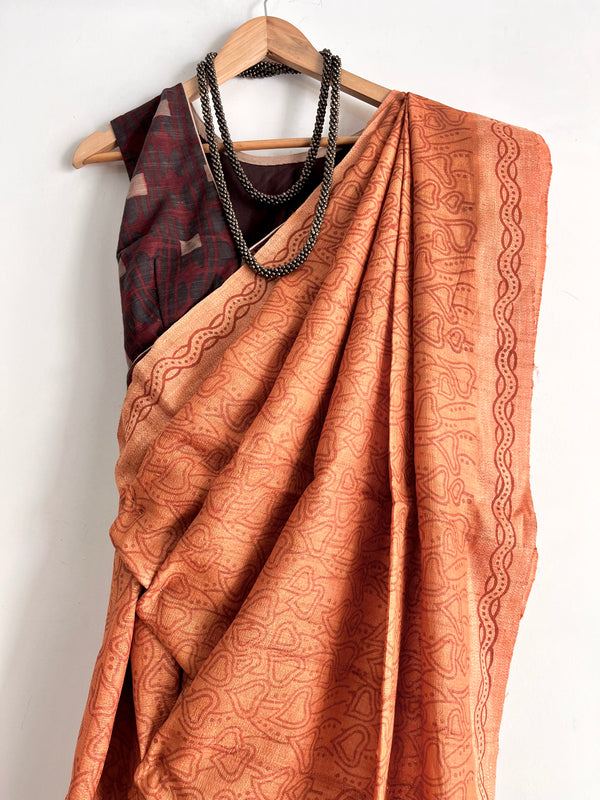 HARLEY - Hand block printed Bhagalpuri Tussar silk