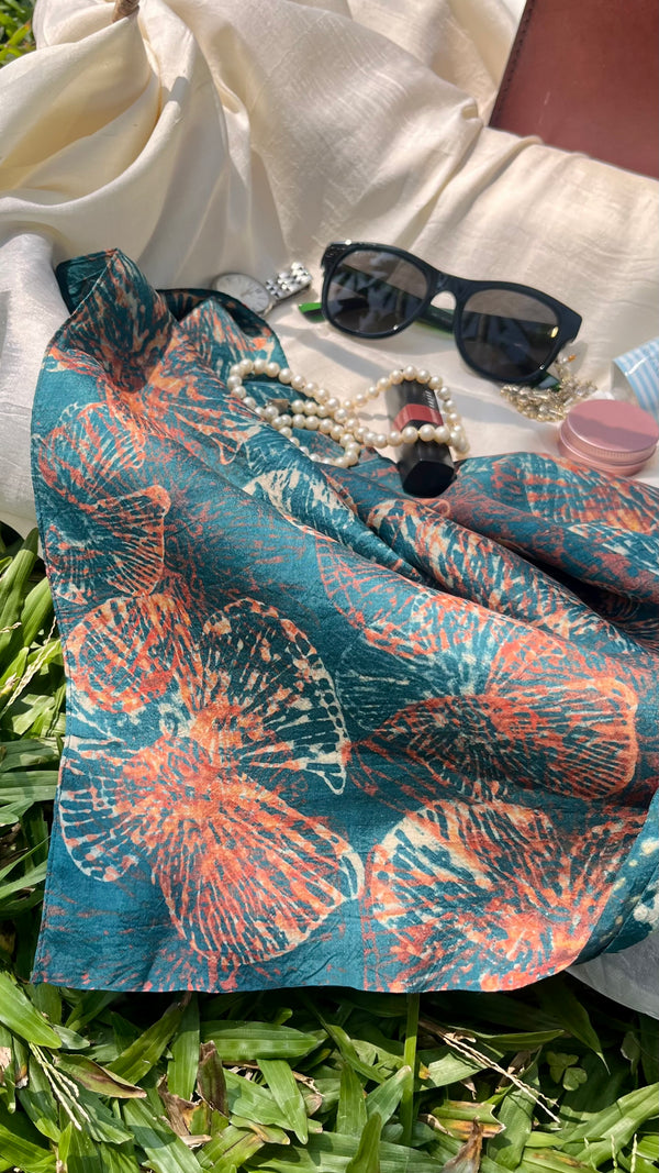 'SUBMERGED TIDES' Handwoven Mulberry Silk Stole