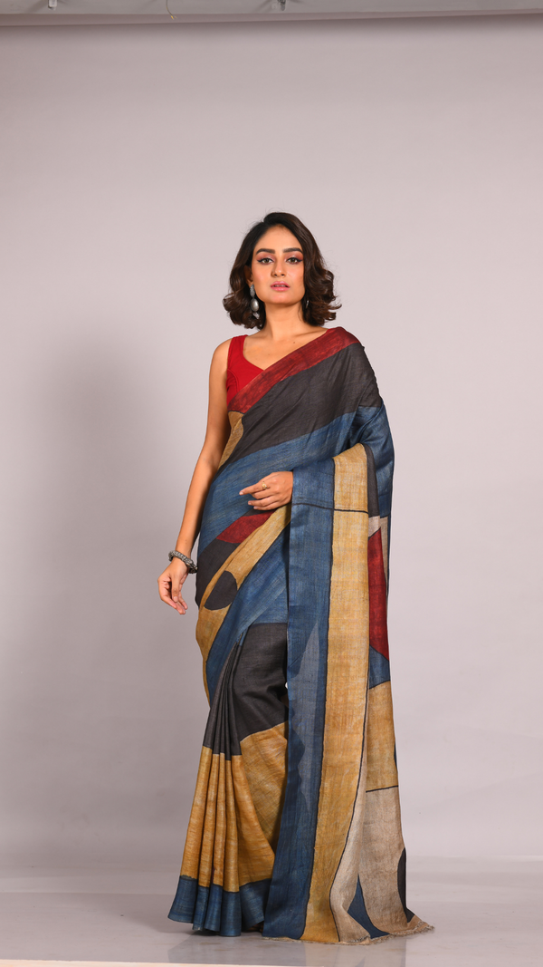 'AVIGHNA' Pen Kalamkari Tussar Silk Saree