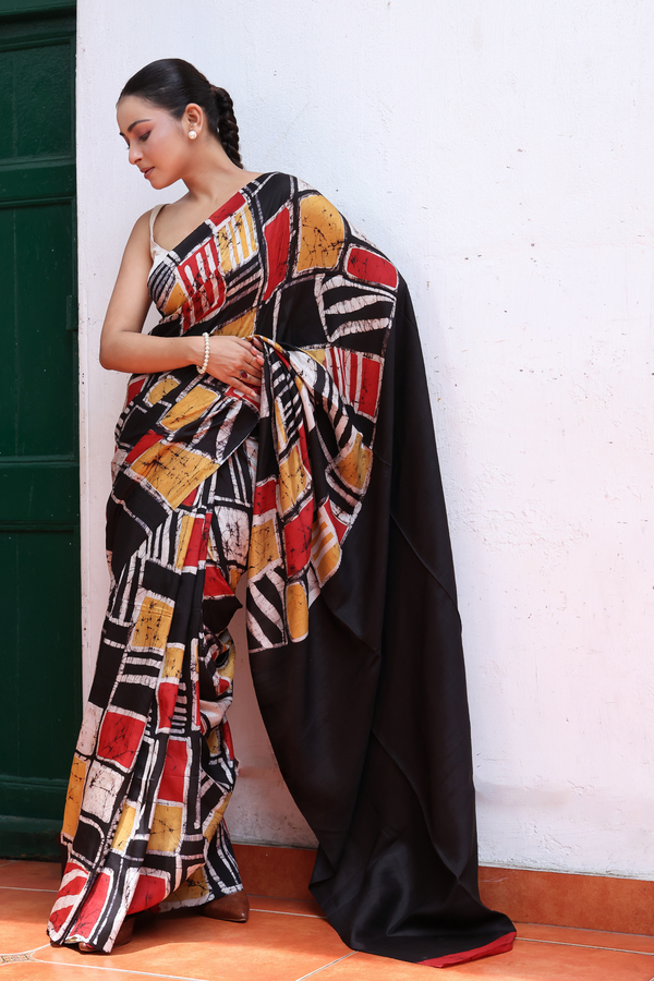 'RAZA: Red' Batik on Handwoven Mulberry silk