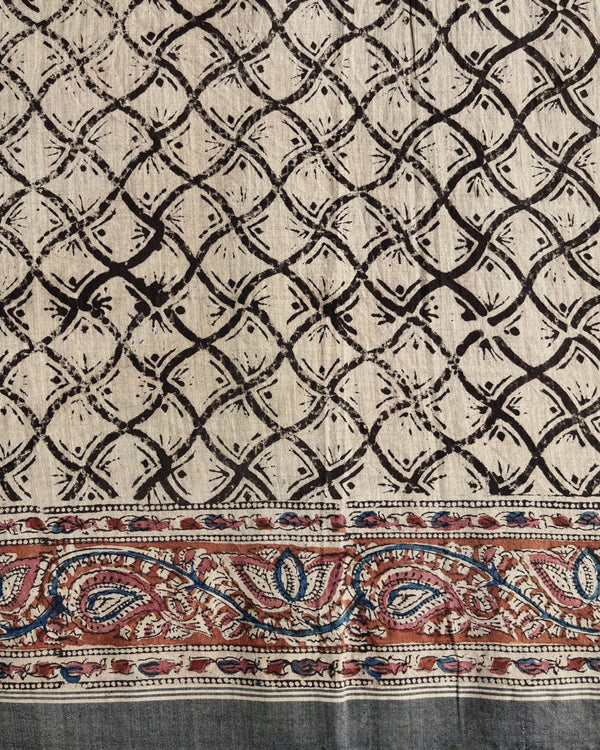 'MRIDULA' Block printed Kalamkari on handwoven cotton