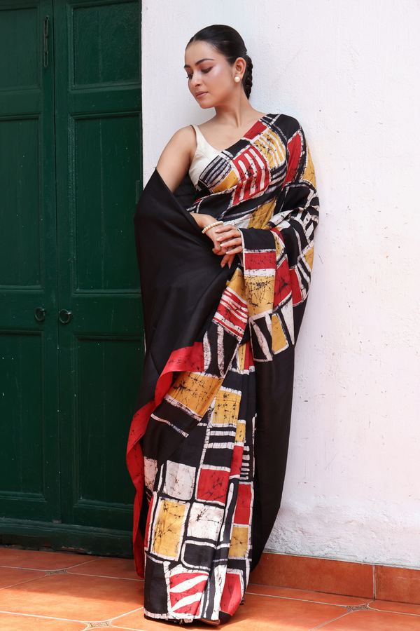'RAZA: Red' Batik on Handwoven Mulberry silk