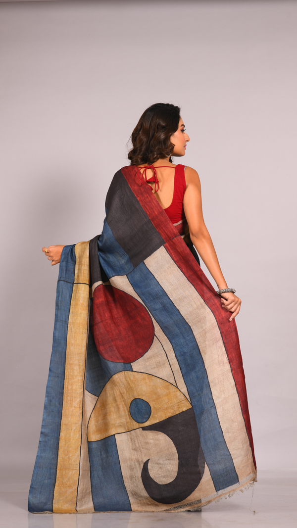 'AVIGHNA' Pen Kalamkari Tussar Silk Saree