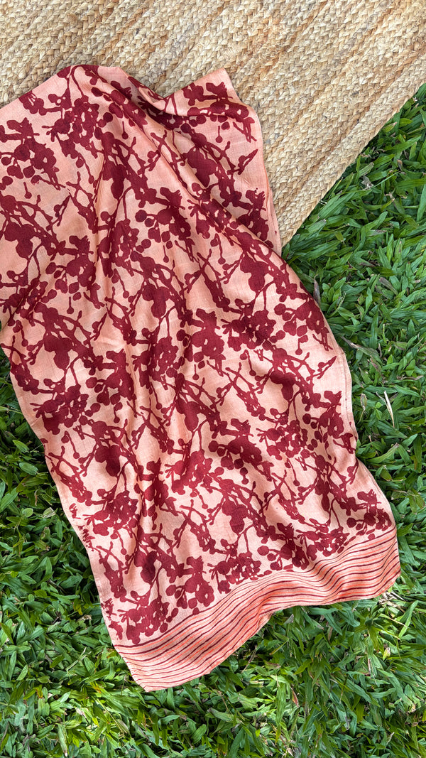 'NECTARINE TRELLIS' Handwoven Mulberry Silk Stole