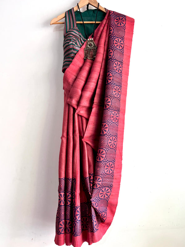 CAMILA - Hand block printed Bhagalpuri Tussar silk