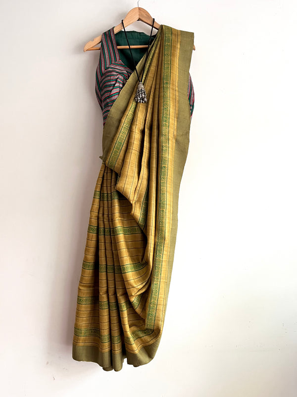 GIANNA - Hand block printed Bhagalpuri Tussar silk