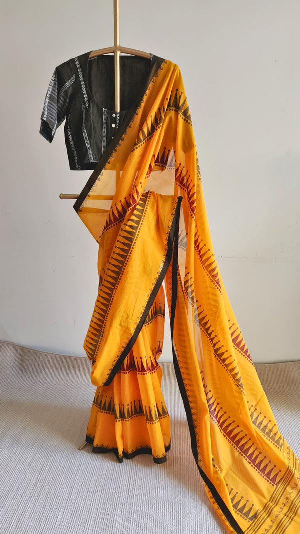 'MAHIRA: Yellow' Hand block printed Begumpuri