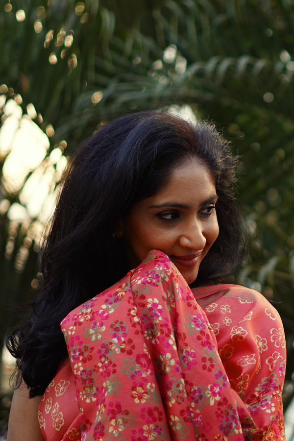 Hoo Nodi | KANAGALE: Rust Silk Saree