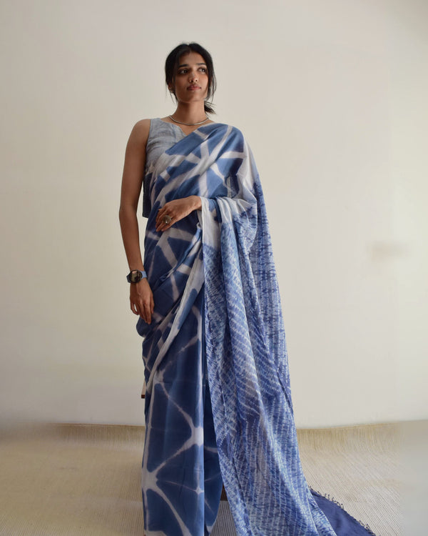 'NEELA' Clamp Dyed Handwoven Cotton