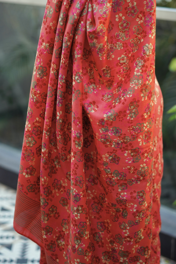 Hoo Nodi | KANAGALE: Rust Silk Saree
