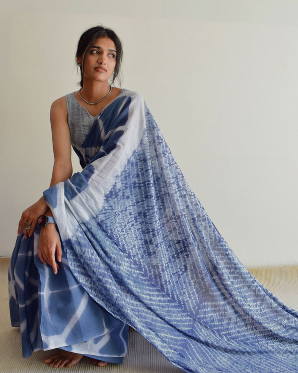 'NEELA' Clamp Dyed Handwoven Cotton