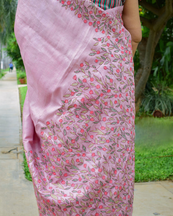 'KADAMBINI' Kantha Tussar Silk Saree