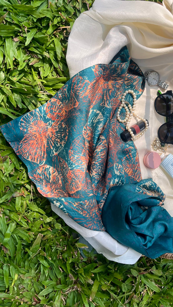 'SUBMERGED TIDES' Handwoven Mulberry Silk Stole