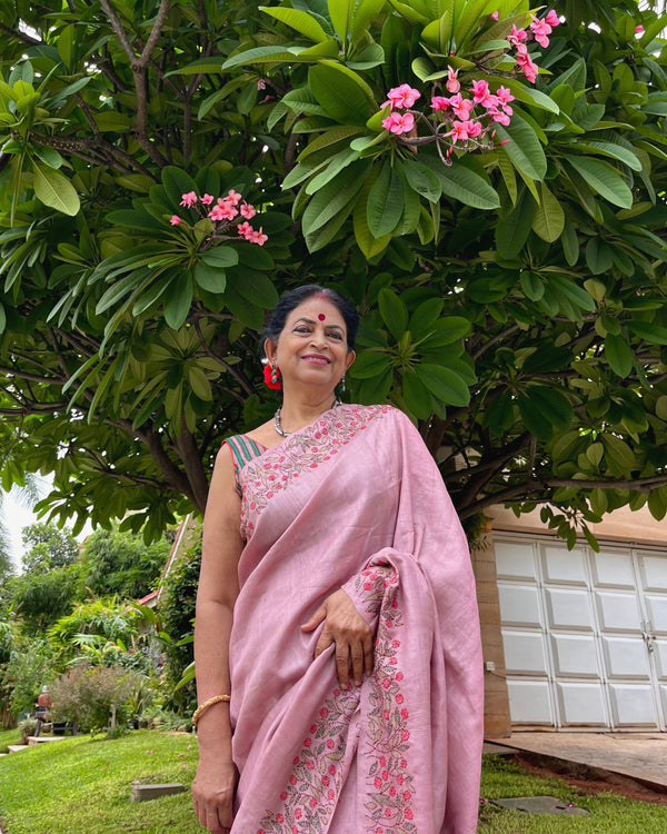 'KADAMBINI' Kantha Tussar Silk Saree