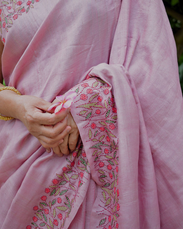 'KADAMBINI' Kantha Tussar Silk Saree