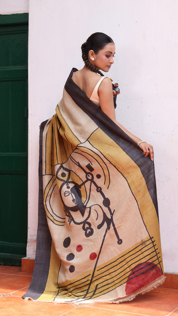 'AARIV' Pen Kalamkari Tussar Silk Saree