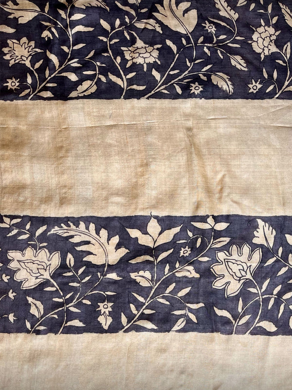 "Vana-Latha" Handwoven Tussar Silk Fabric with Hand-Painted Kalamkari Fabric